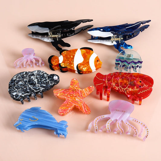PAWSOME PETS NEW YORK Hand-painted OCEAN Claw Hair Clip #2 | Eco-Friendly