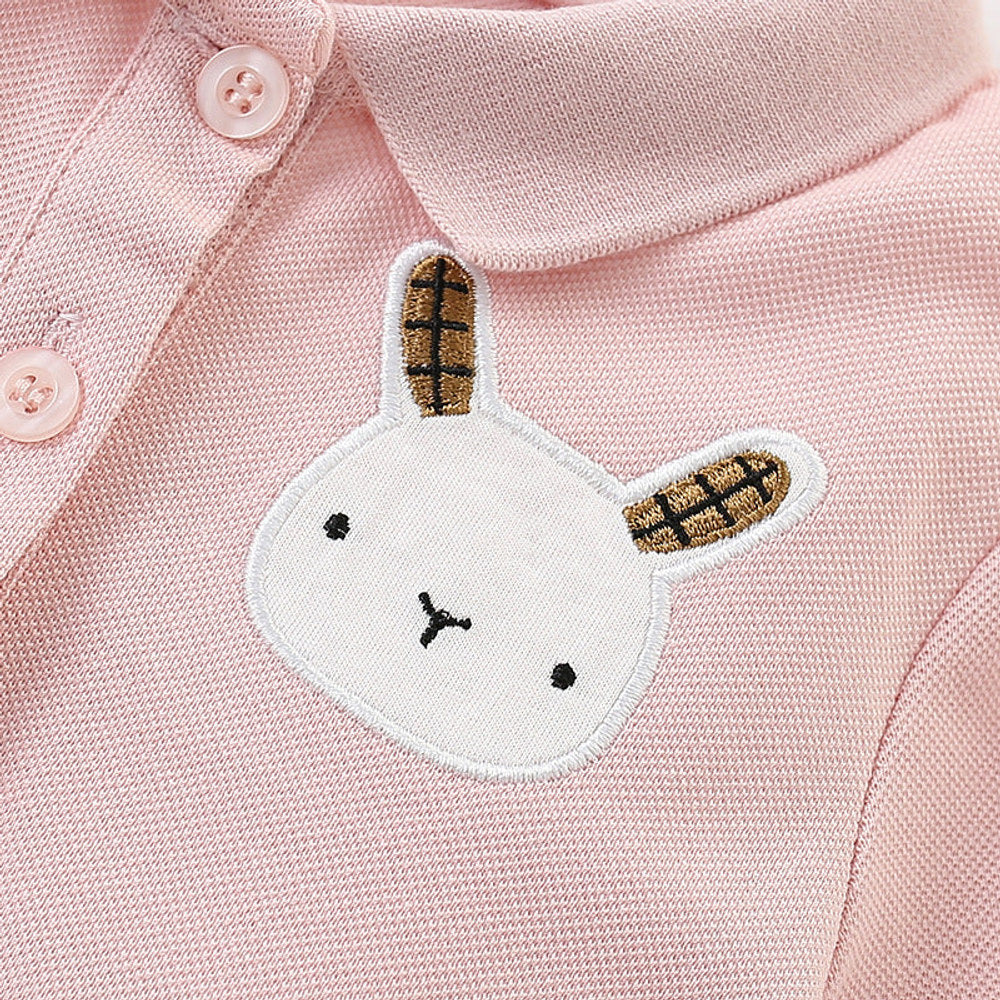 MyKids-USA® Summer Arrival Cartoon Rabbit Pattern Short Sleeves Turn-down Collar Dress for Stylish Girls