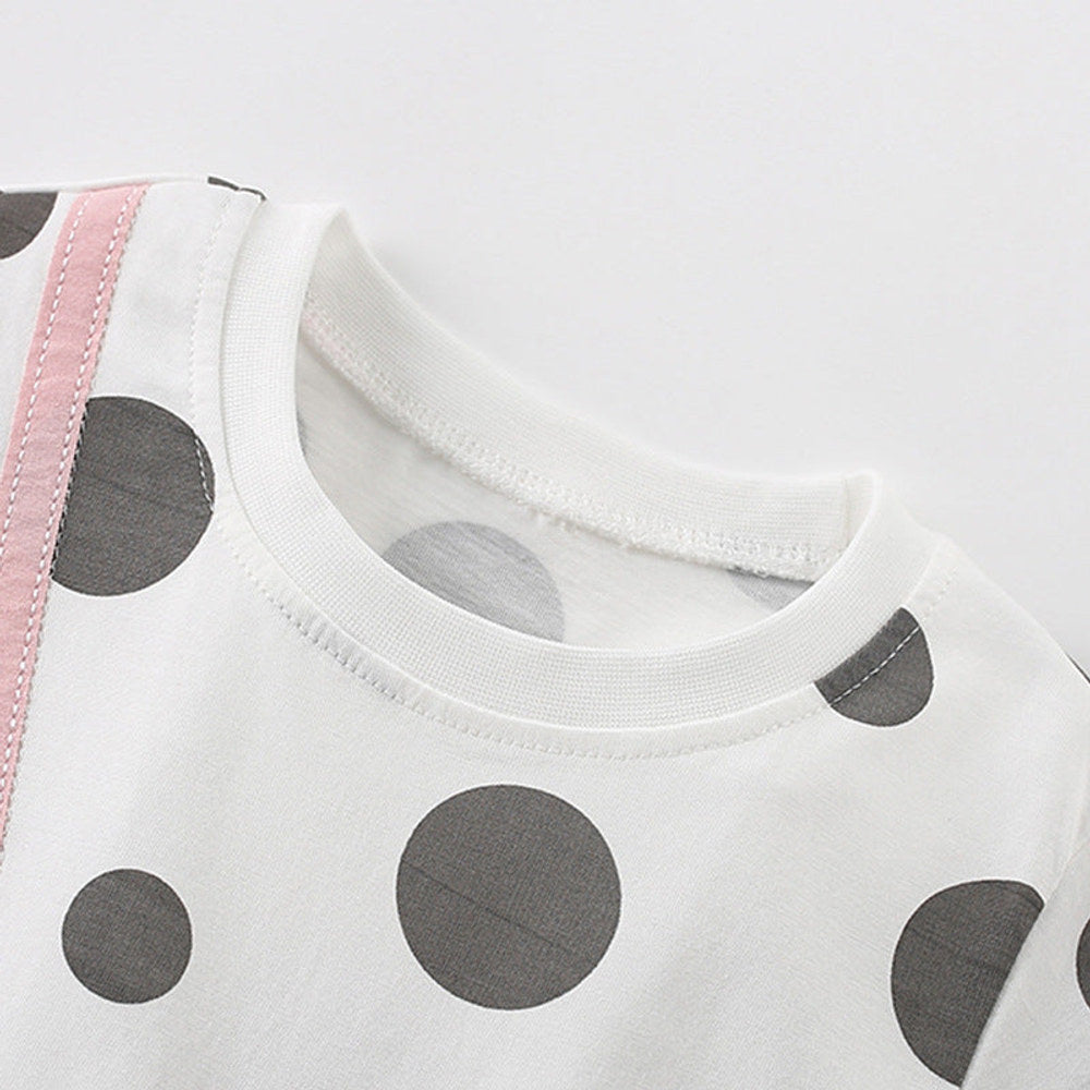 MyKids-USA® Summer Baby Kids Casual Panda and Polka Dots Pattern T-shirt and Shorts Clothing Set for Girls